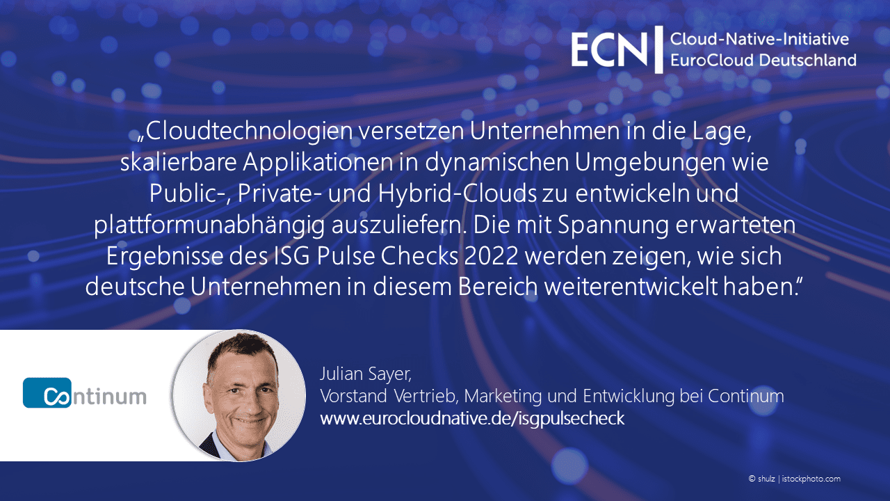Die Continum AG unterstützt im Jahr 2022 die Cloud-Native-Marktstudie ISG Pulse Check.