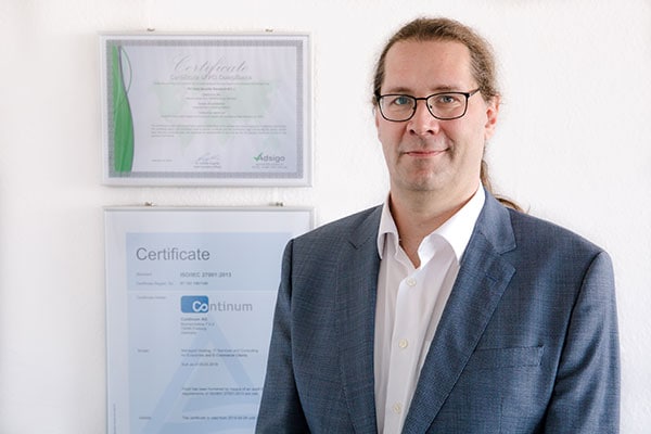 Die Continum AG ist nach PCI-DSS zertifiziert, der Chief Information Security Officer heißt Thilo Rees.